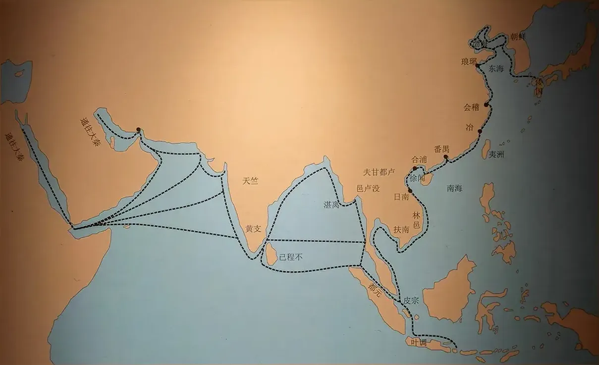 汉代海上丝绸之路线路图
